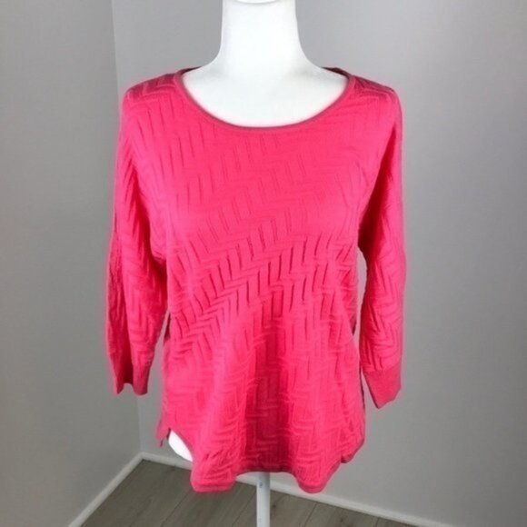 Dana Buchman Pink Quarter Sleeve Top Size L - Picture 1 of 5